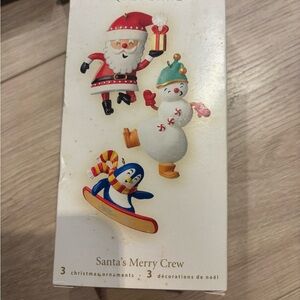Santa's Merry Crew Christmas 3 miniature Ornaments. (DISCOUNT 3/$20)